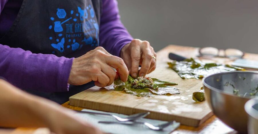 Athens: Food Market Visit and Cooking Class with Wine - Eating what you prepared, with wine and Greek liquor