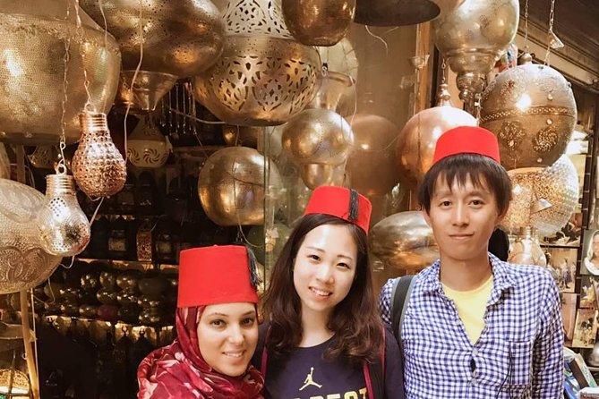 Cairo Airport Transit Tours Visit Giza Pyramids Egyptian Museum Bazaar & Nile Dinner Cruise - Lunch and the lanes of Khan al-Khalili