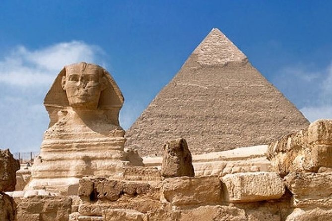 CAIRO LAYOVER EXCURSION TO GIZA PYRAMIDS SPHINX COPTIC CAIRO and BAZAAR - The Great Sphinx and the valley temple