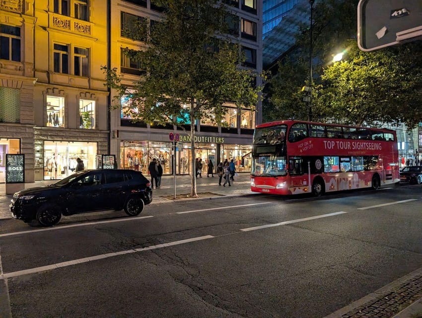 Christmas market lights tour bus through Berlin, free mulled wine (2.5 hours) - Checkpoint Charlie and the route into Mitte