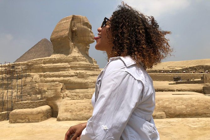 Day Tour to Giza pyramids sphinx Egyptian museum bazaar camel ride Nile cruise - Lunch with a view of the Sphinx