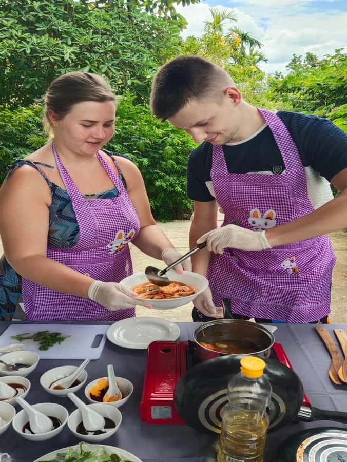 Dinner from cooking class & enjoy local night market - A five-hour Thai evening with two distinct parts