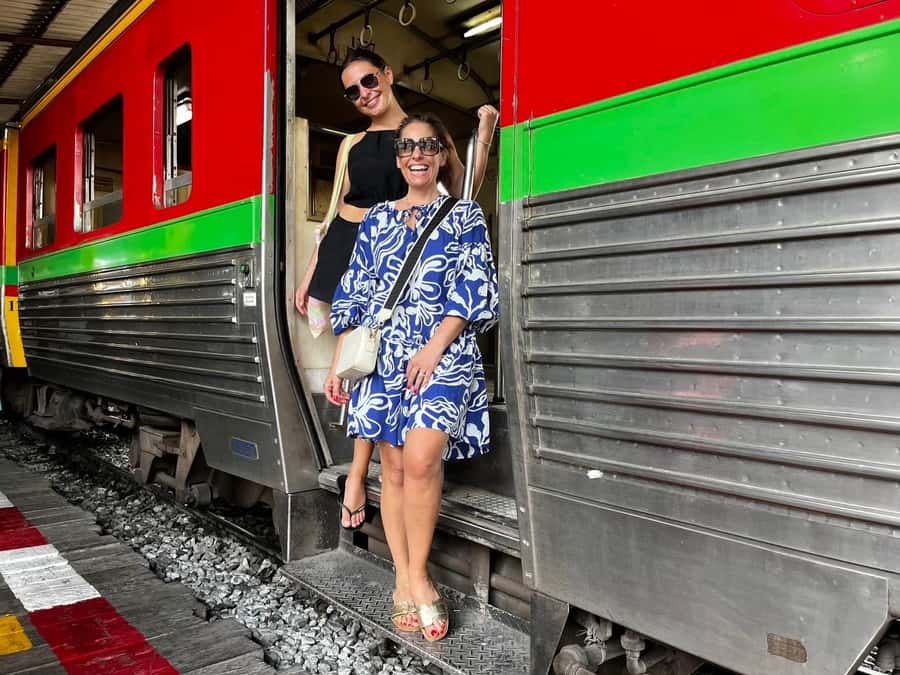Floating & Railway markets (multi-language) - Riding the local train toward Mae Klong