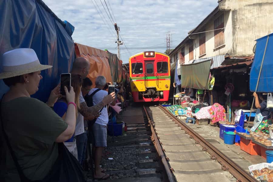 From Bangkok: Floating Market & Ayutthaya Private Day Trip - Maeklong Railway Market and the passing train