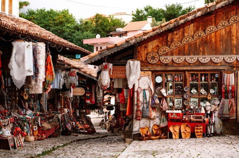 From Durres/Golem: Kruja Castle & Old Bazaar Day Tour - First look at Kruja from its rocky hill