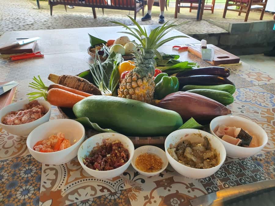 Hoi An Cooking Class With Market and Bamboo Basket Boat Tour - Eating what you made, with plenty of food