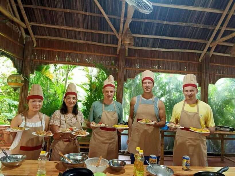 Hoi An: Eco Cooking Class with Market Trip and Basket Boat - Cooking at a local home