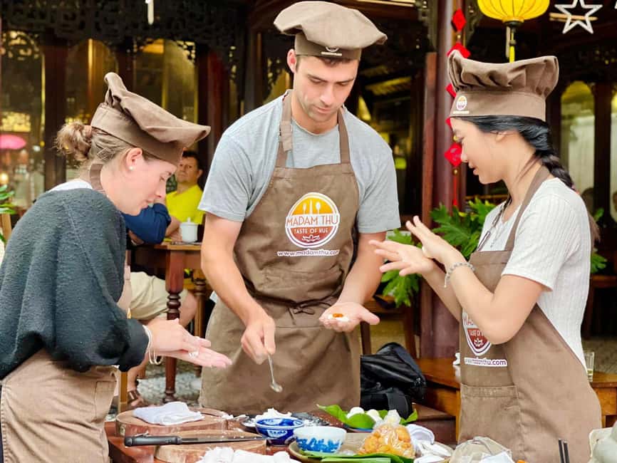 Hue City: Cyclo, Market Tour & Cooking Class at Madam Thu - Rolling Bánh Nậm and Nem Rán