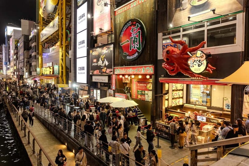 Osaka: Food Tour Kuromon Market & Dotonbori with Guide - Dotonbori after the food stops