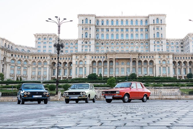 Private-Red Patrol Bucharest Flea Market Tour with a Romanian car - The Palace of Parliament photo stop