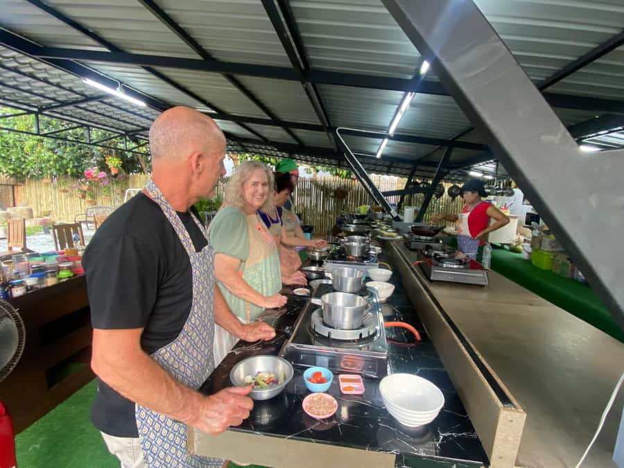 Thai Cooking Class with Market & Garden Tour - Chef Wooddy and the small support team