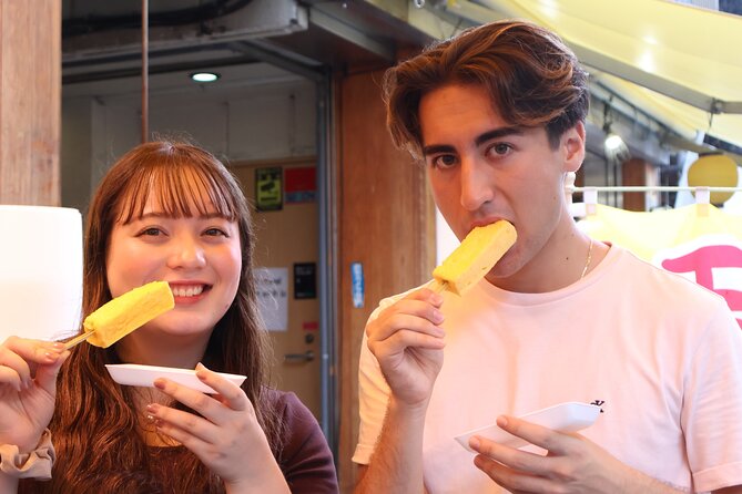 Tokyo: Private Tsukiji Fish Market Tour with 3 food stops - First look at Tsukiji Uogashi Kaiko Bridge Building